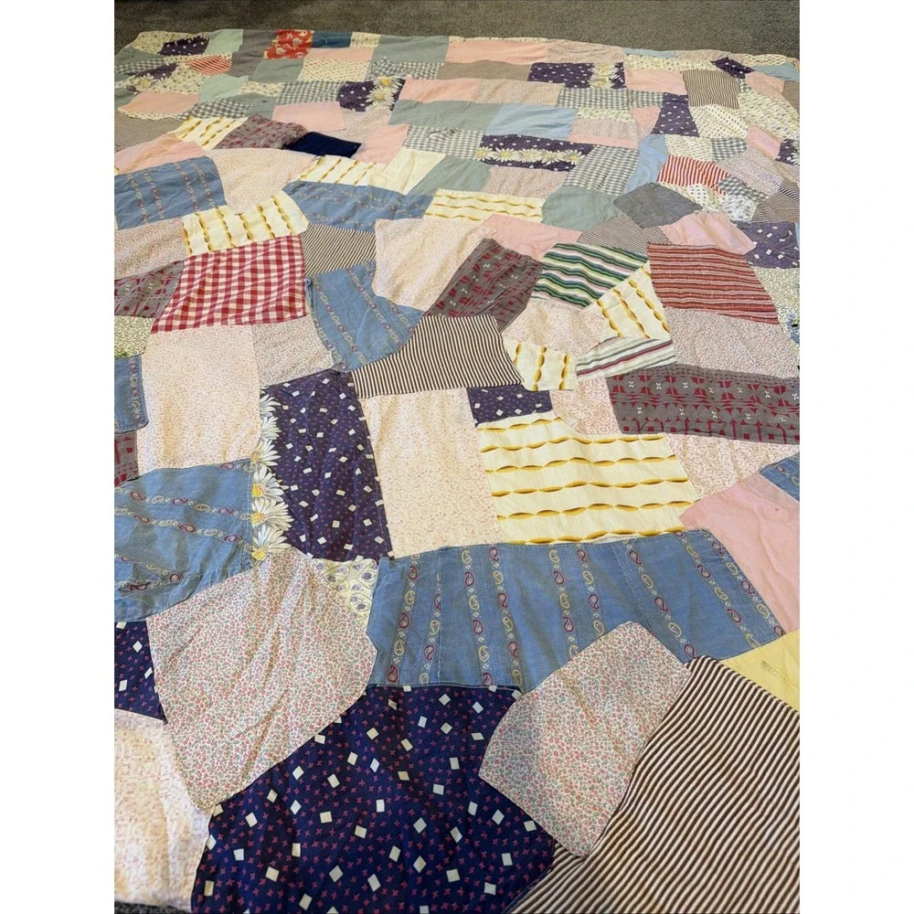 Vintage Handmade Crazy Quilt Patchwork Scrap 75x70